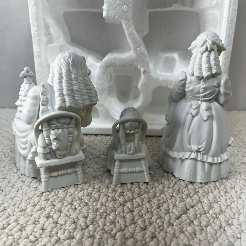 Department 56 Winter Silhouette Christmas Tea White Porcelain Set of 3 Vintage